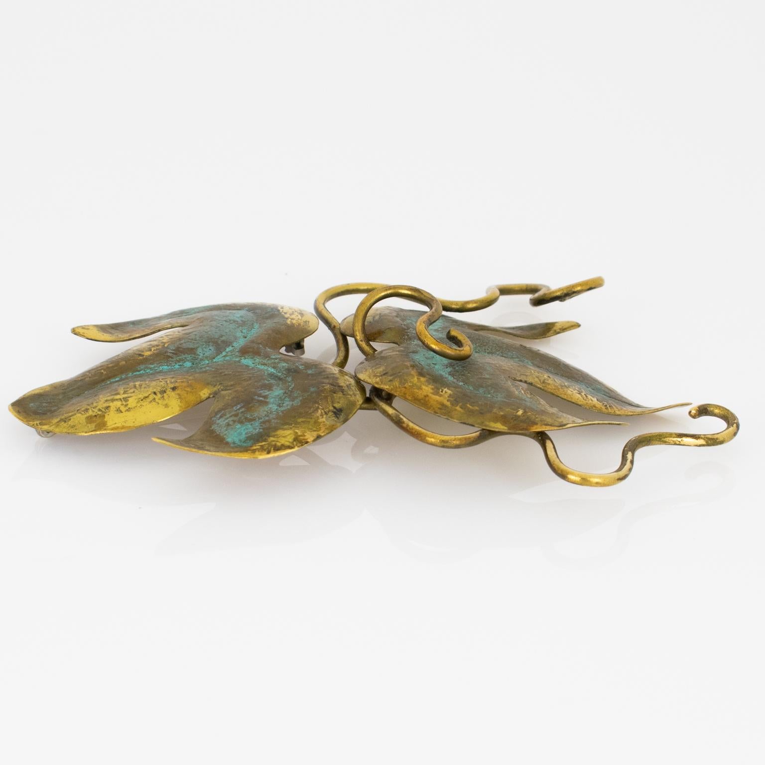 Fabrice Paris Brass Metal Organic-Inspired Pin Brooch 3