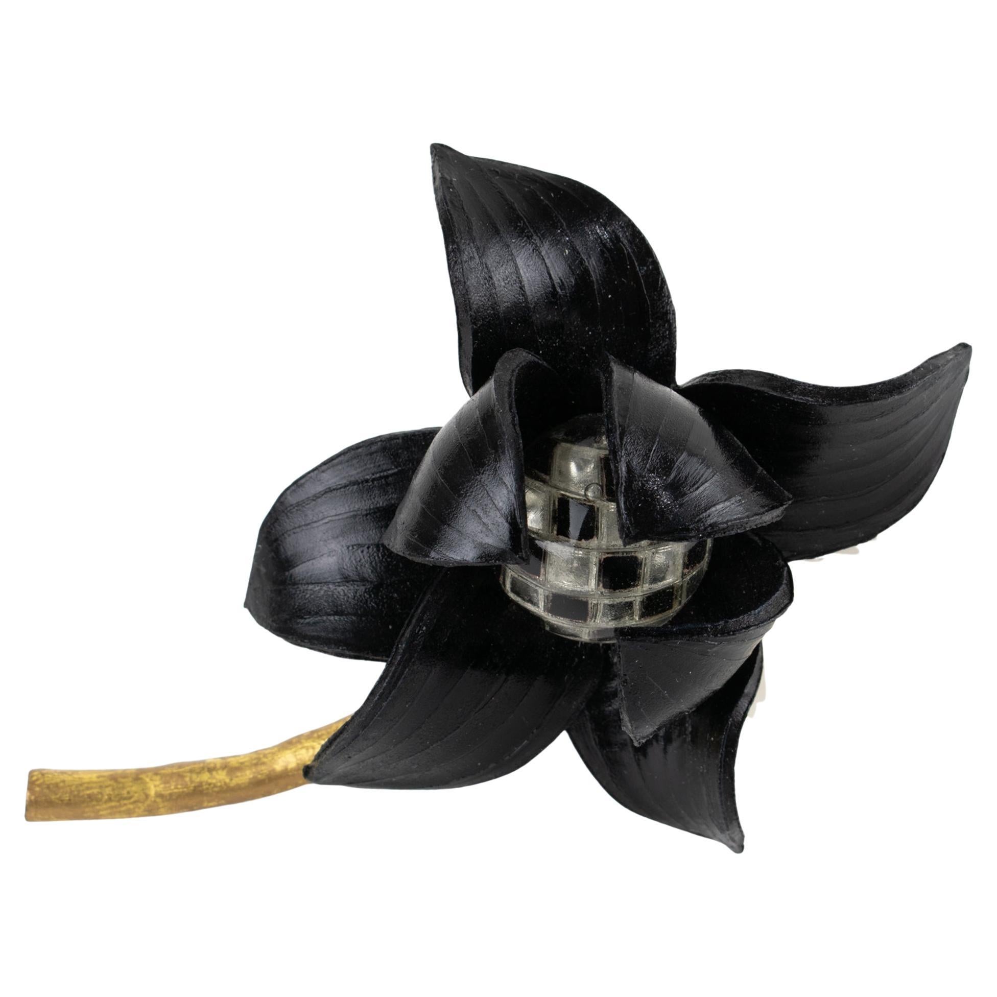 Fabrice Paris Giant Black Dahlia Resin Flower Brooch in vendita