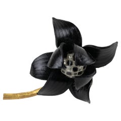 Fabrice Paris Giant Black Dahlia Resin Flower Brooch