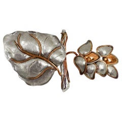 Fabrice Paris Pewter and Copper Massive Floral Brooch