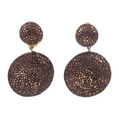 Fabrice Paris Taupe Resin Dangle Clip Earrings