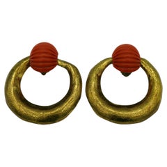FABRICE PARIS - Boucles d'oreilles vintage à anneaux massifs et pendants