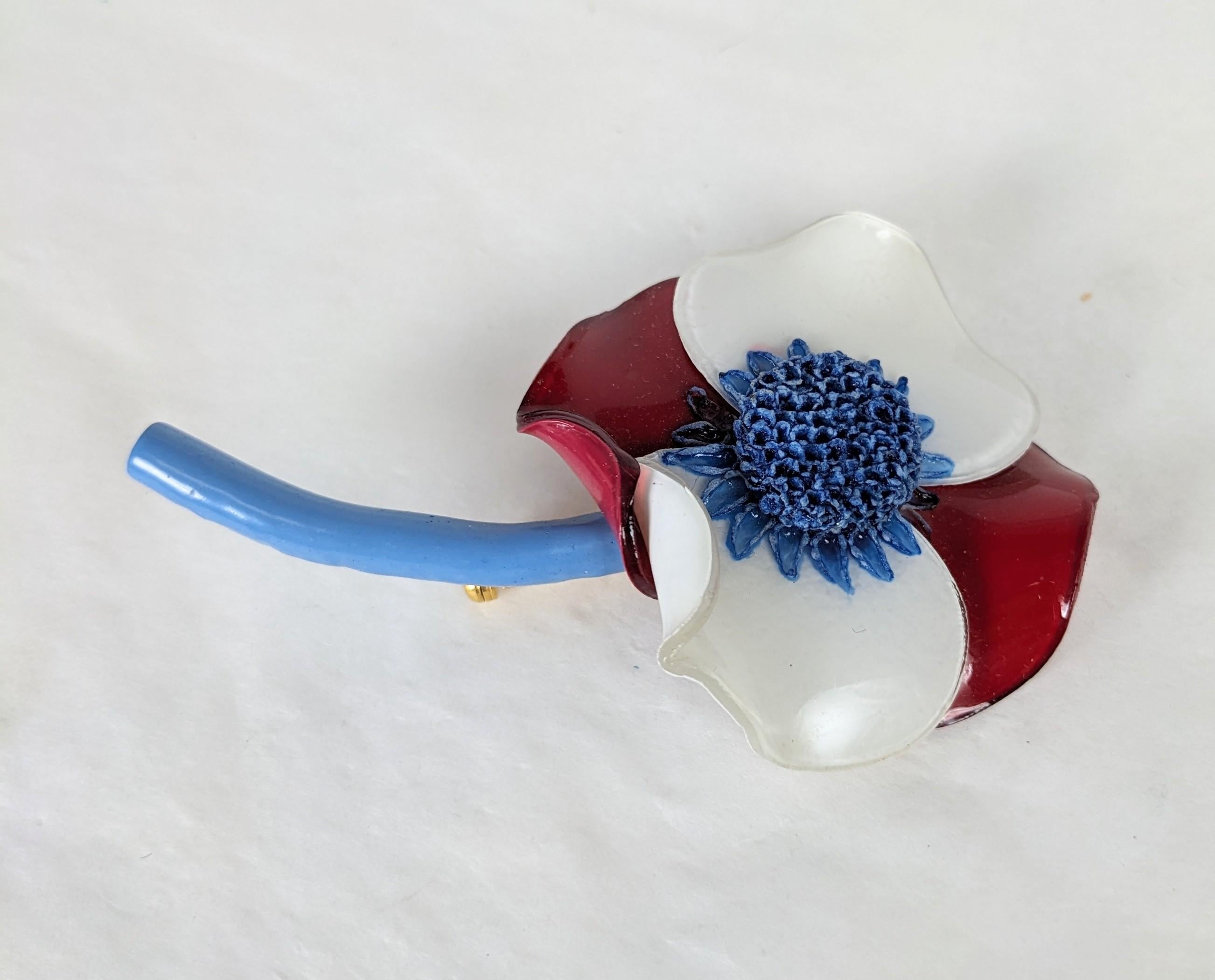 Artisan Fabrice Patriotic Flower Brooch For Sale