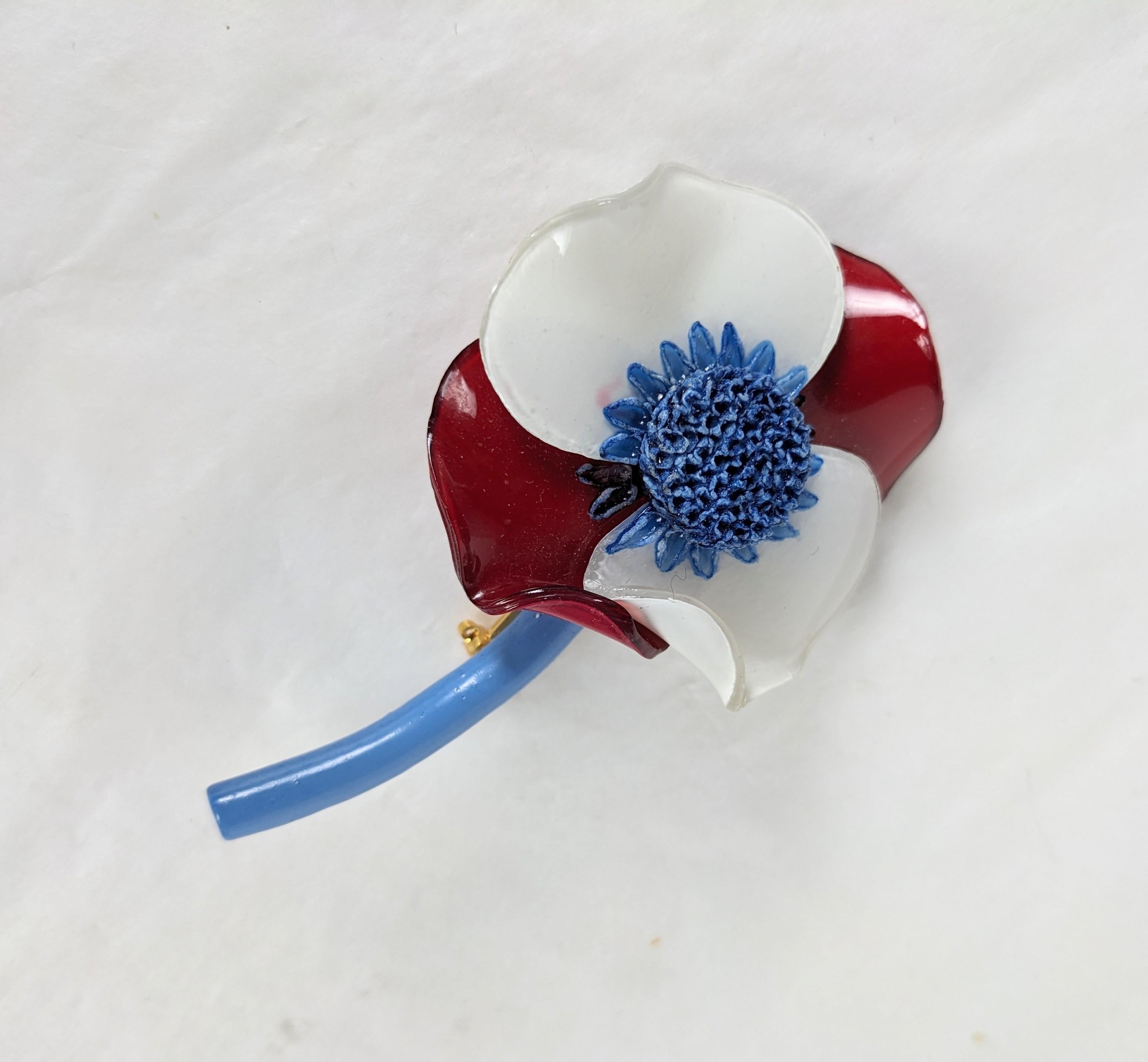 Fabrice Patriotic Flower Brooch In Good Condition For Sale In New York, NY