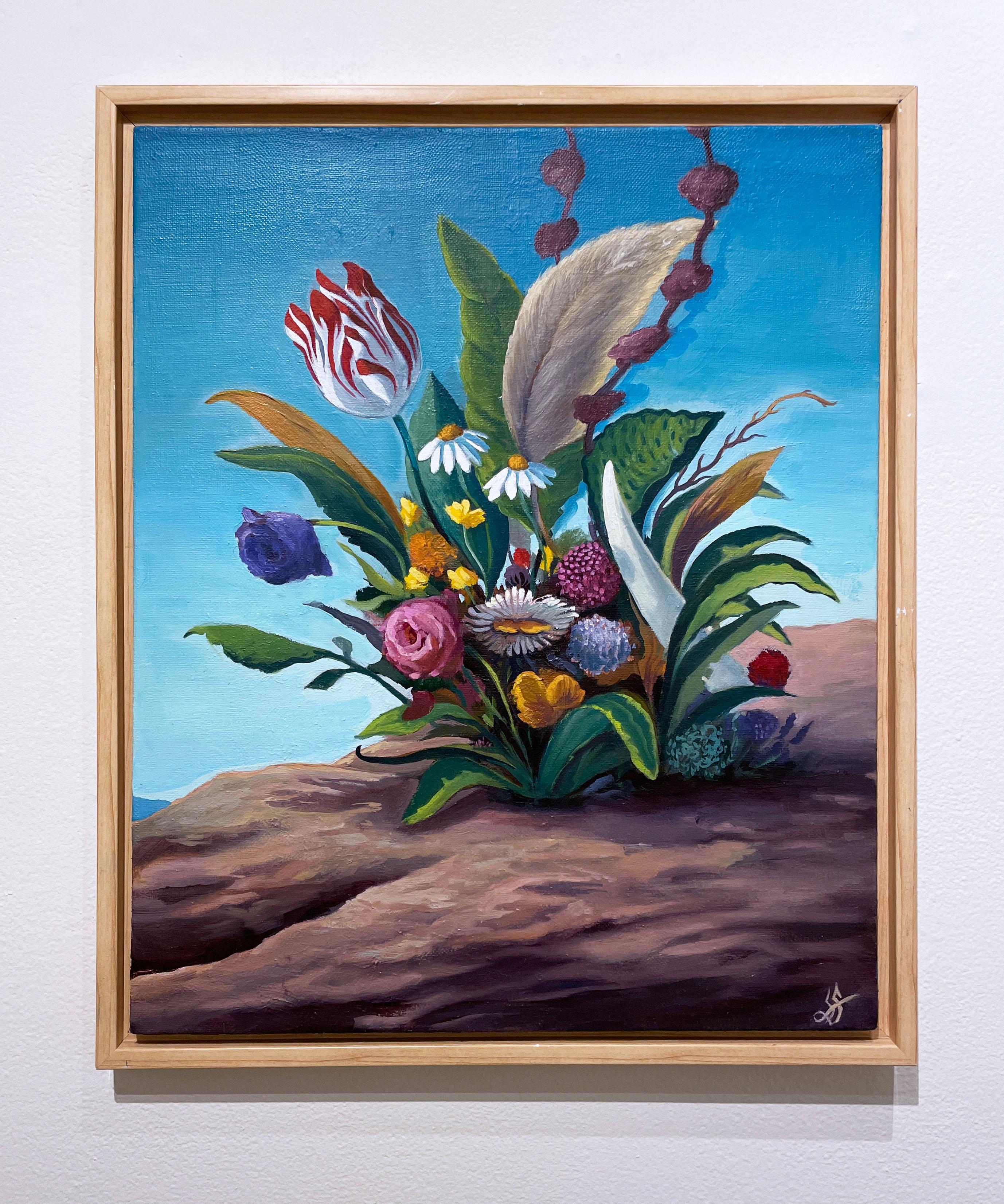 The Miracle (2021), oil on linen, landscape, skyscape, flowers, garden, floral - Painting by Fabricio Suarez