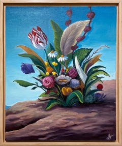 The Miracle (2021), oil on linen, landscape, skyscape, flowers, garden, floral