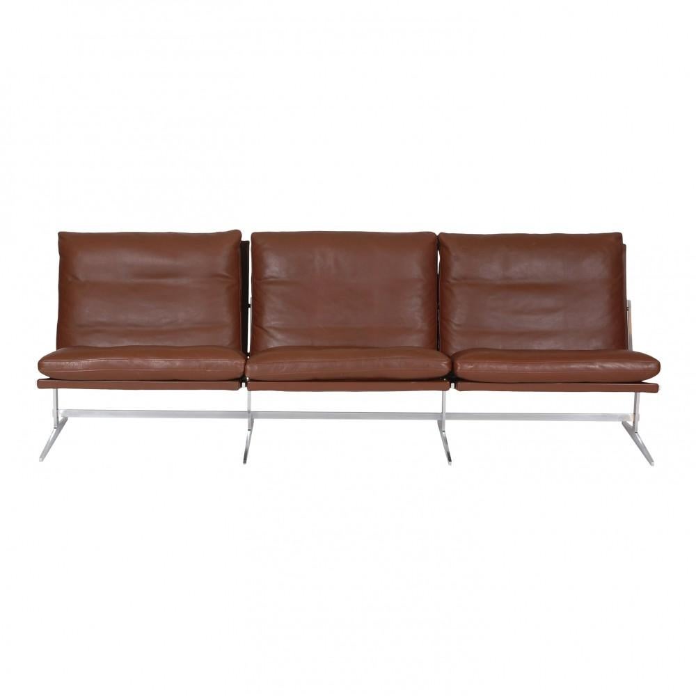 Kastholm & Fabricius 3-seater sofa in brown leather from the 1960's. Appears in good condition a with lite patina. BO-563.