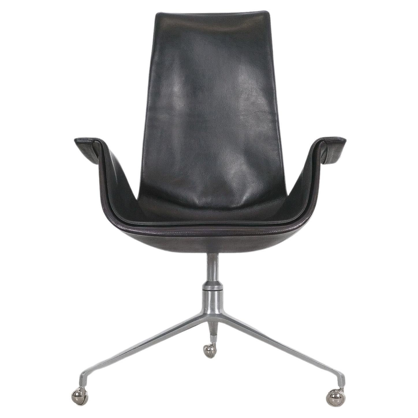 Fabricius and Kastholm Black High Back Bird Desk Chair Swivel Base FK 6725, 1964 For Sale