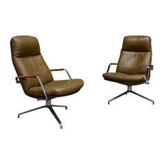 Fabricius and Kastholm FK86 for Kill International Leather Swivel Lounge Chairs