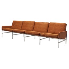 Fabricius and Kastholm Four Seater Sofa in Cognac Leather with Steel Frame