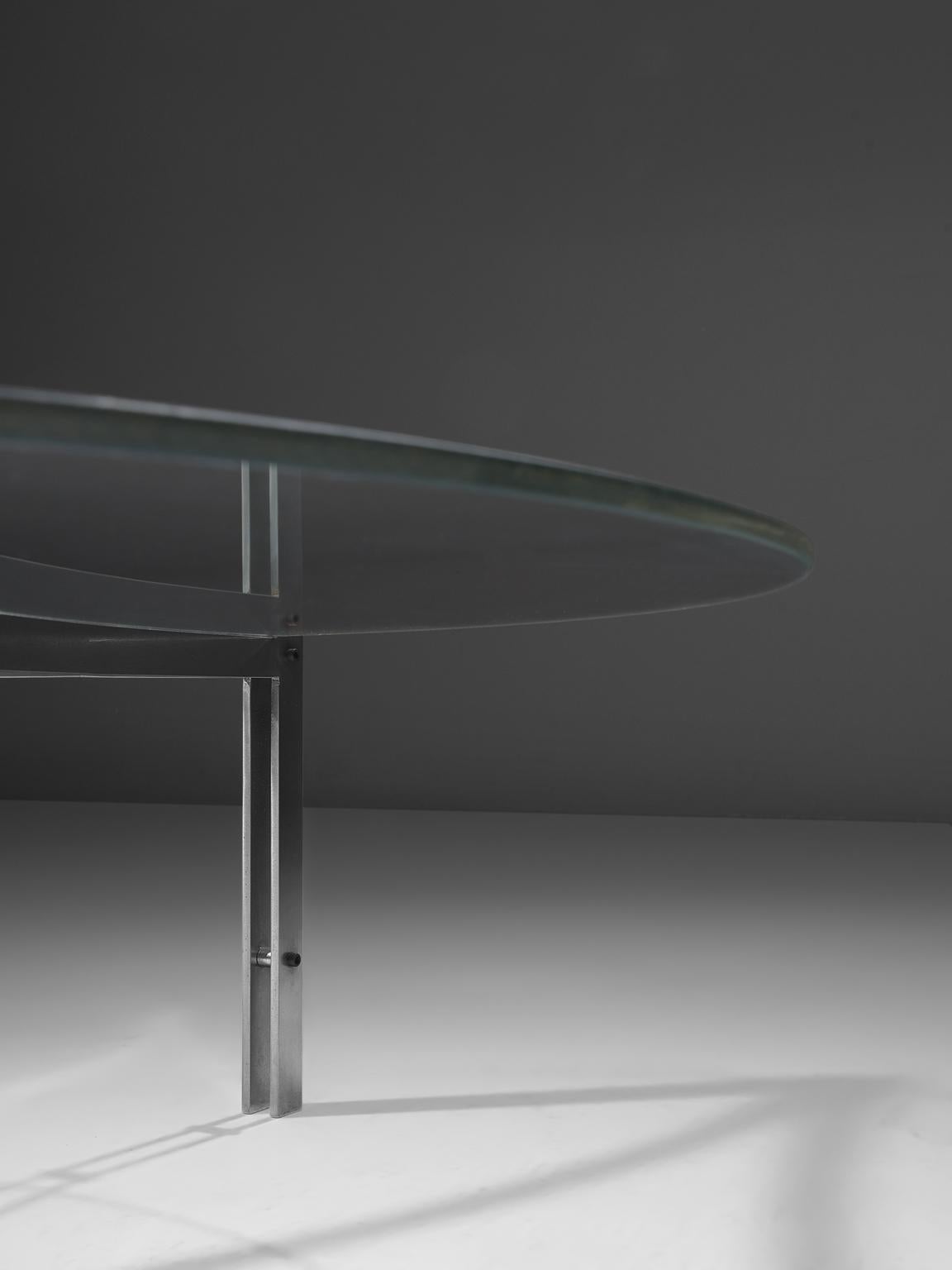 Stainless Steel Fabricius and Kastholm Inspired Scimitar Cocktail Table, Denmark, 1970s