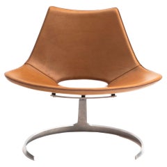 Retro Fabricius and Kastholm 'Scimitar' Lounge Chair in Cognac Leather