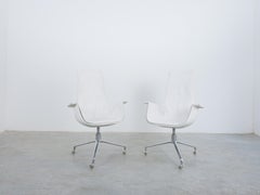 Fabricius and Kastholm White High Back Desk Chairs (2) Swivel Base FK 6725, 1964