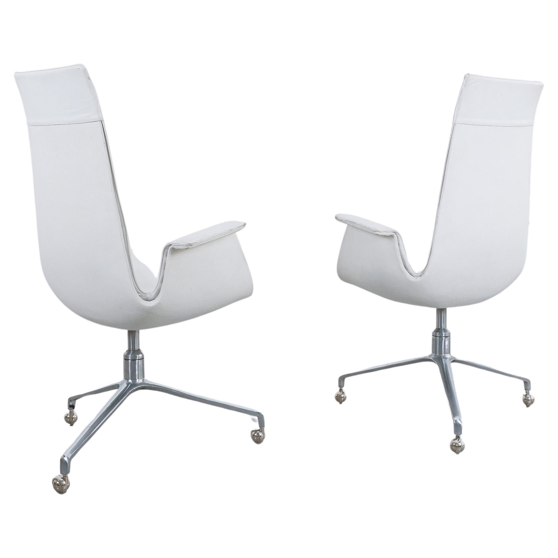 Fabricius and Kastholm White High Back Desk Chairs (3) Swivel Base FK 6725, 1964