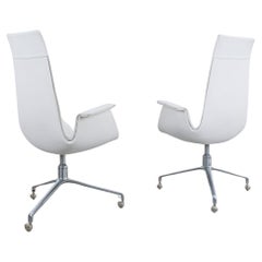 Used Fabricius and Kastholm White High Back Desk Chairs (3) Swivel Base FK 6725, 1964