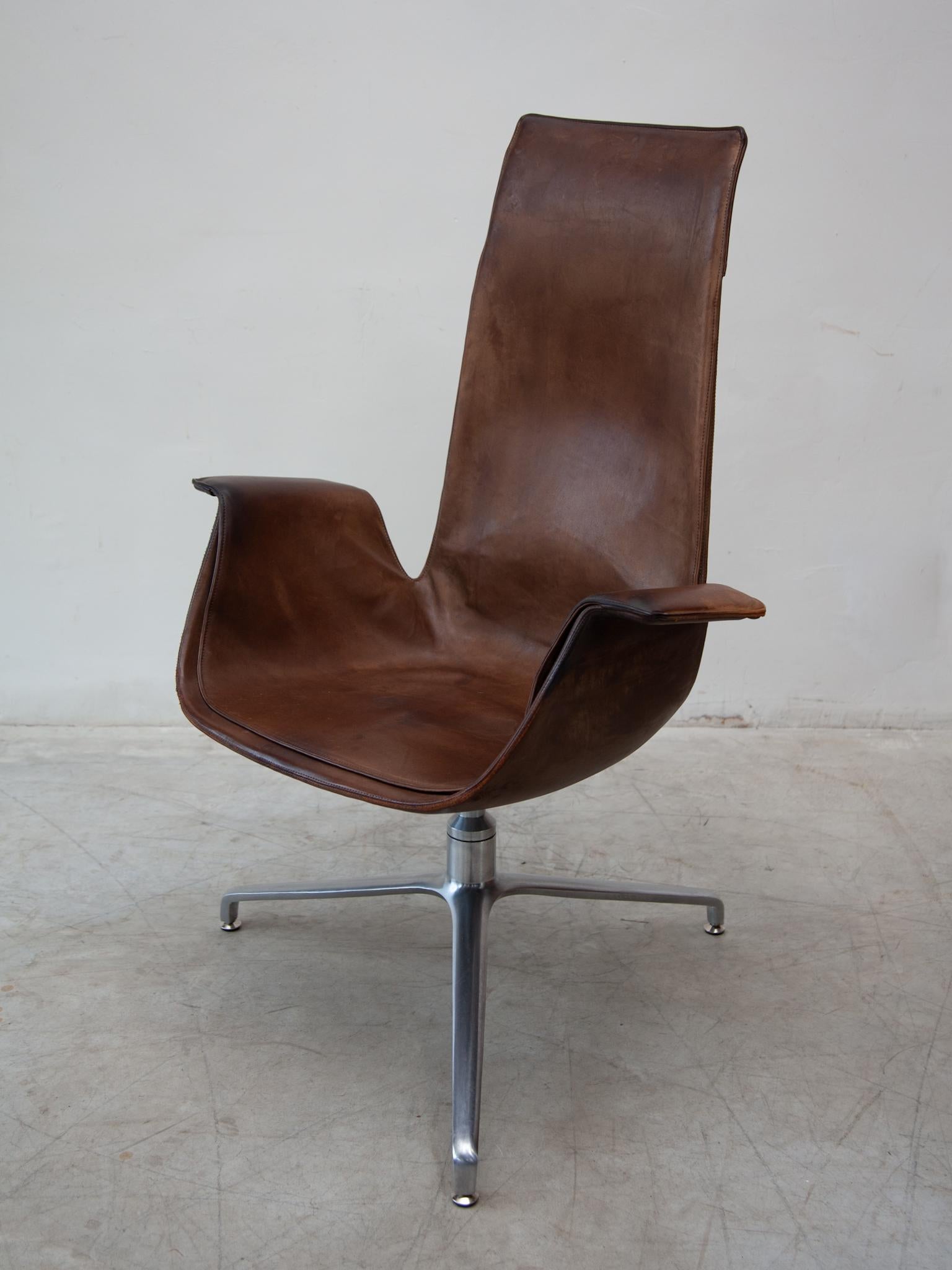 Danish Fabricius & Kastholm FK6725 Desk, Lounge Chair in Brown Leather, Kill