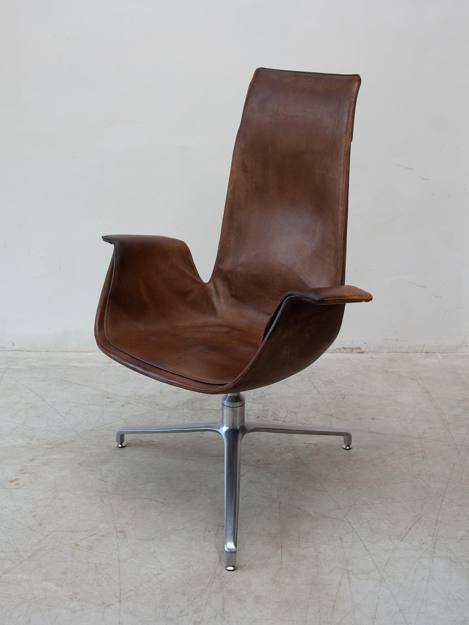 Fabricius & Kastholm FK6725 Desk, Lounge Chair in Brown Leather, Kill In Good Condition In Antwerp, BE