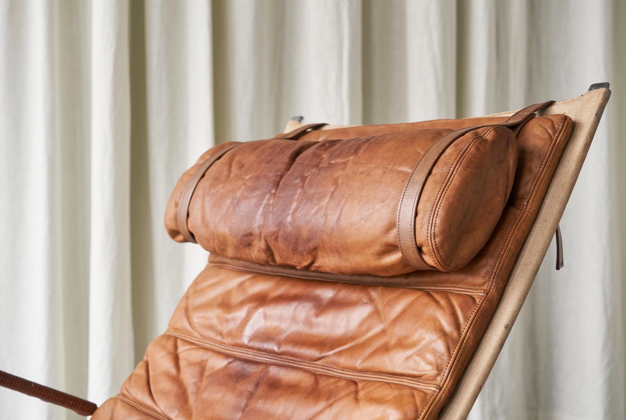 Mid-Century Modern Fabricius & Kastholm FK87 Lounge Chair in Patinated Cognac Leather 1960s For Sale