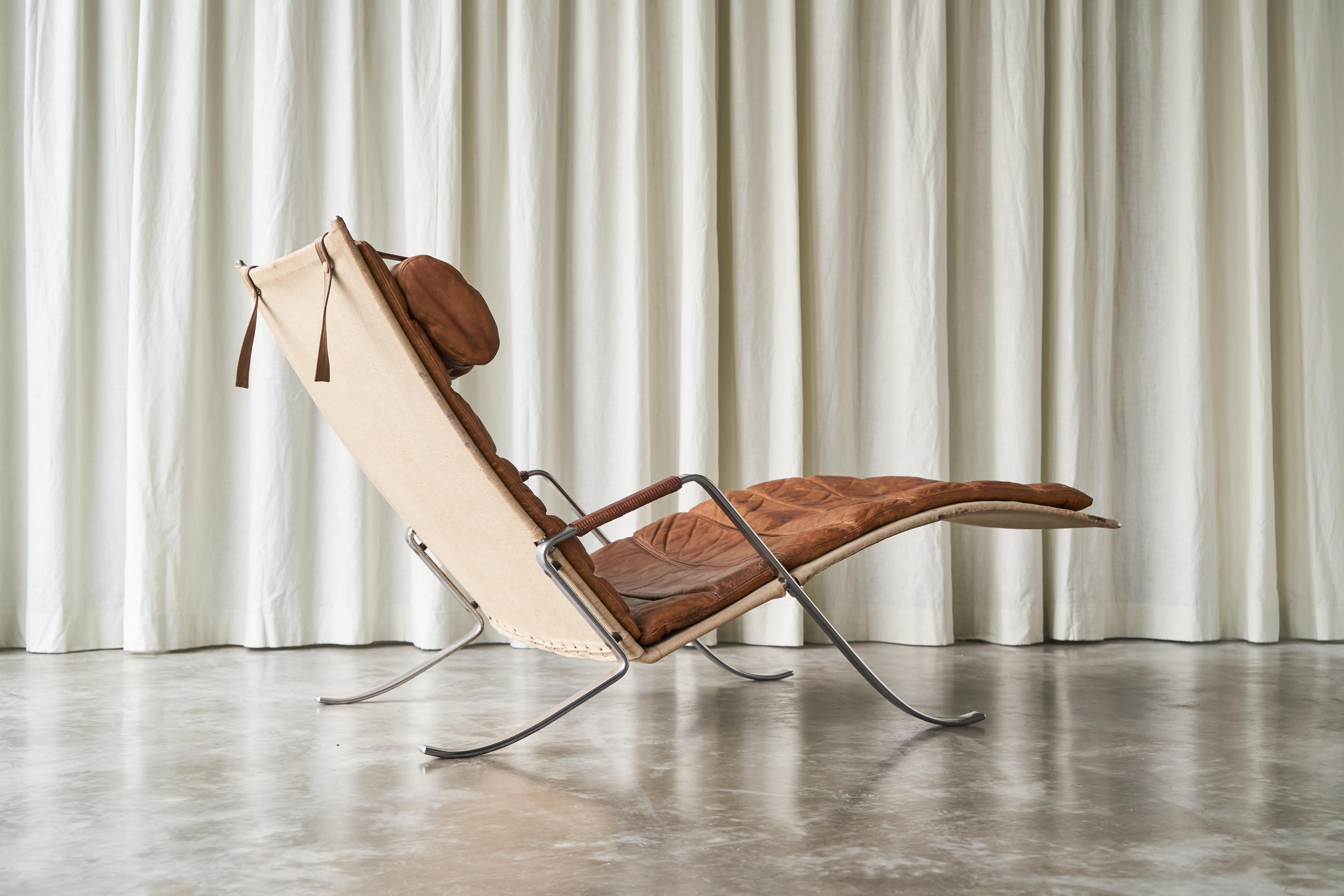 20th Century Fabricius & Kastholm FK87 Lounge Chair in Patinated Cognac Leather 1960s For Sale