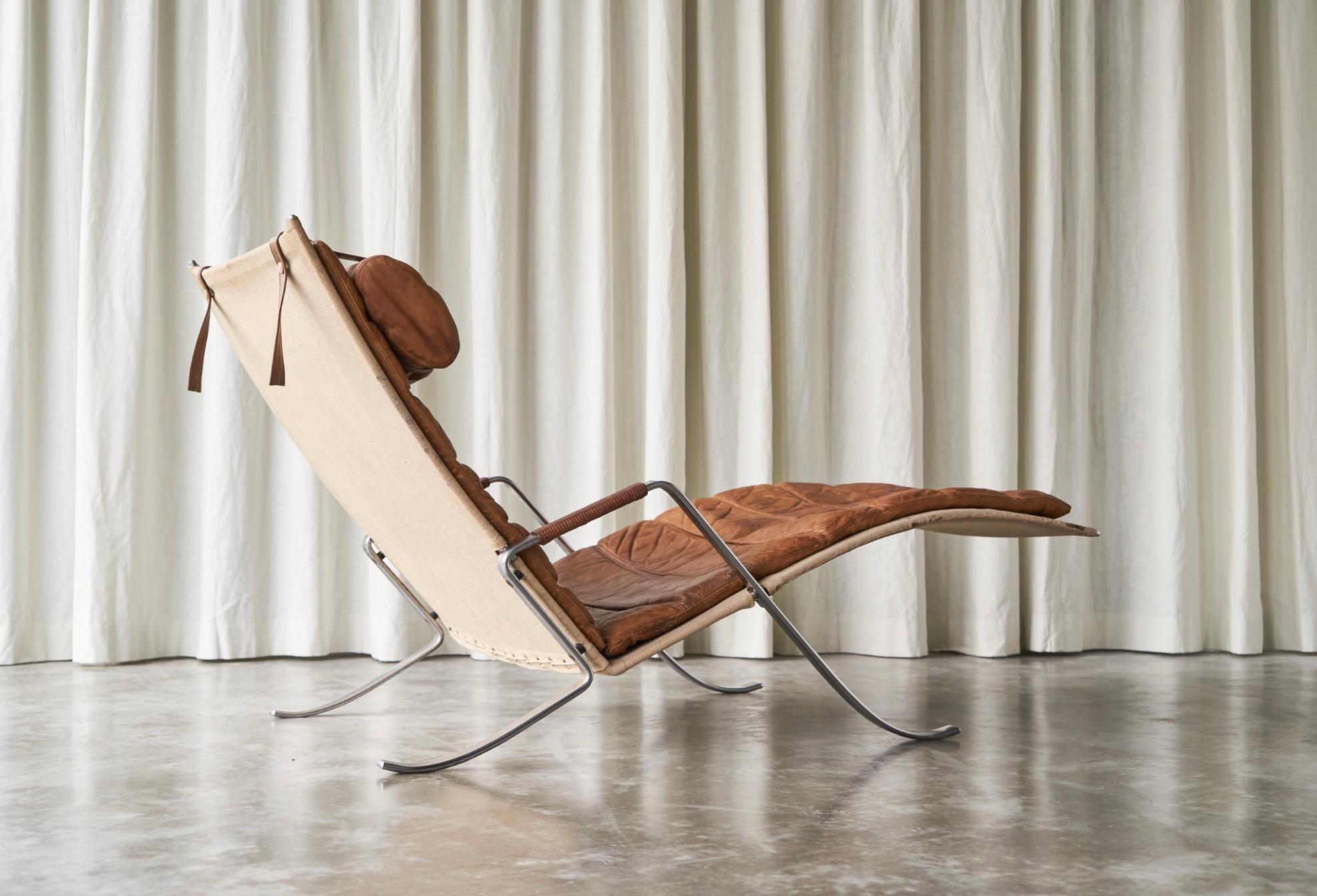 20th Century Fabricius & Kastholm FK87 Lounge Chair in Patinated Cognac Leather 1960s For Sale