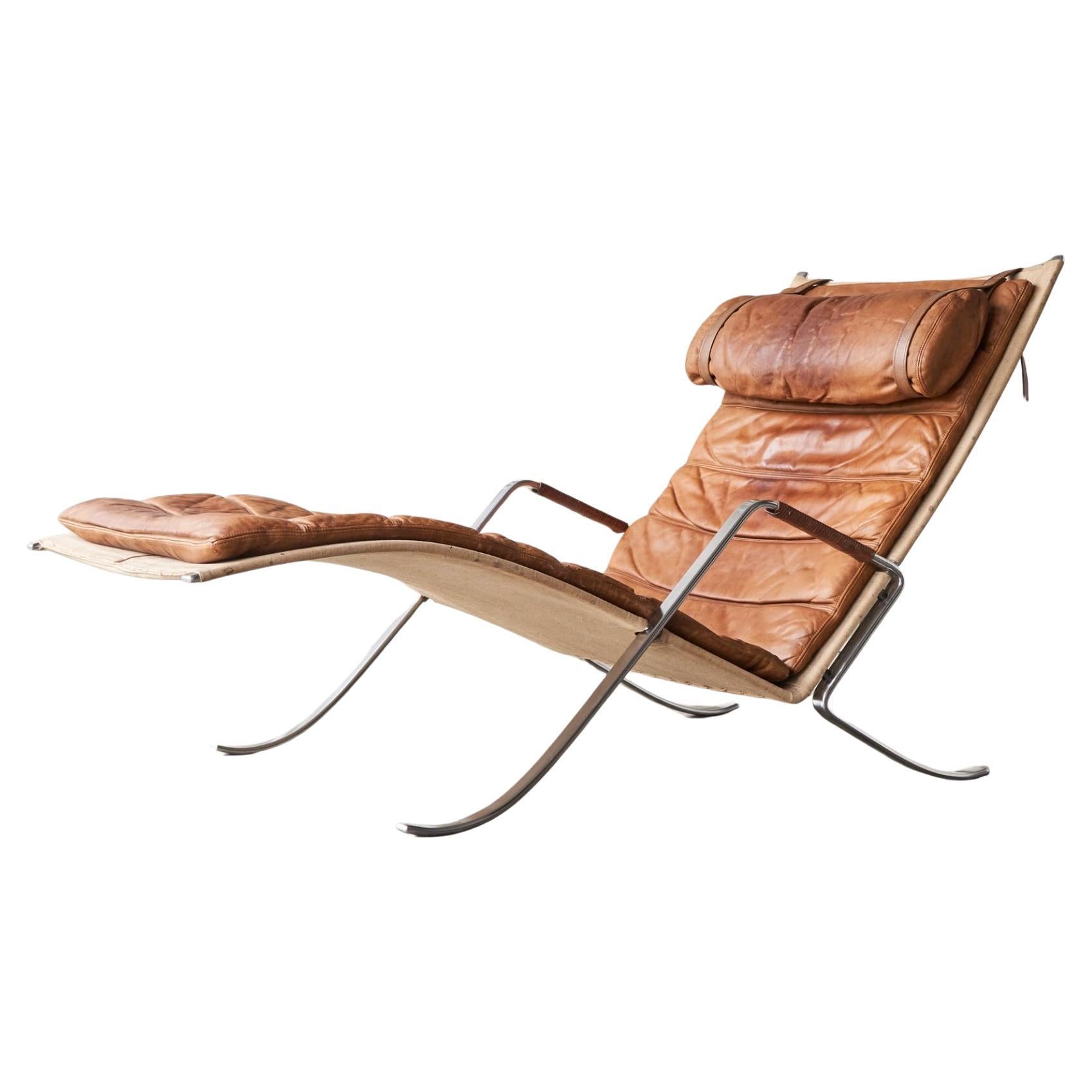 Fabricius & Kastholm FK87 Lounge Chair in Patinated Cognac Leather 1960s For Sale