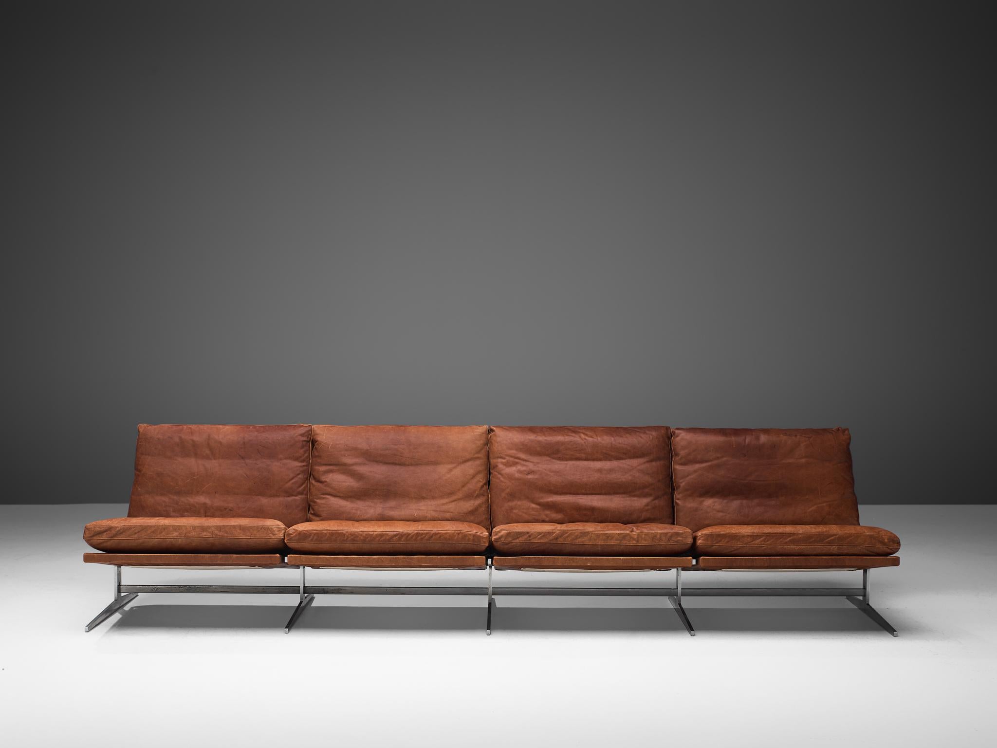Scandinavian Modern Fabricius & Kastholm Large BO561 Sofa in Cognac Leather