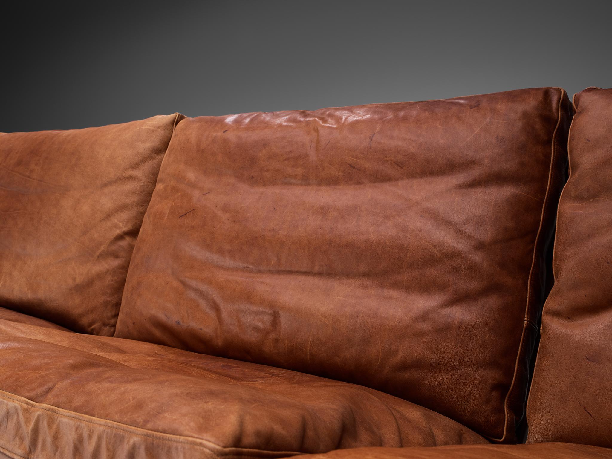 Steel Fabricius & Kastholm Large BO561 Sofa in Cognac Leather