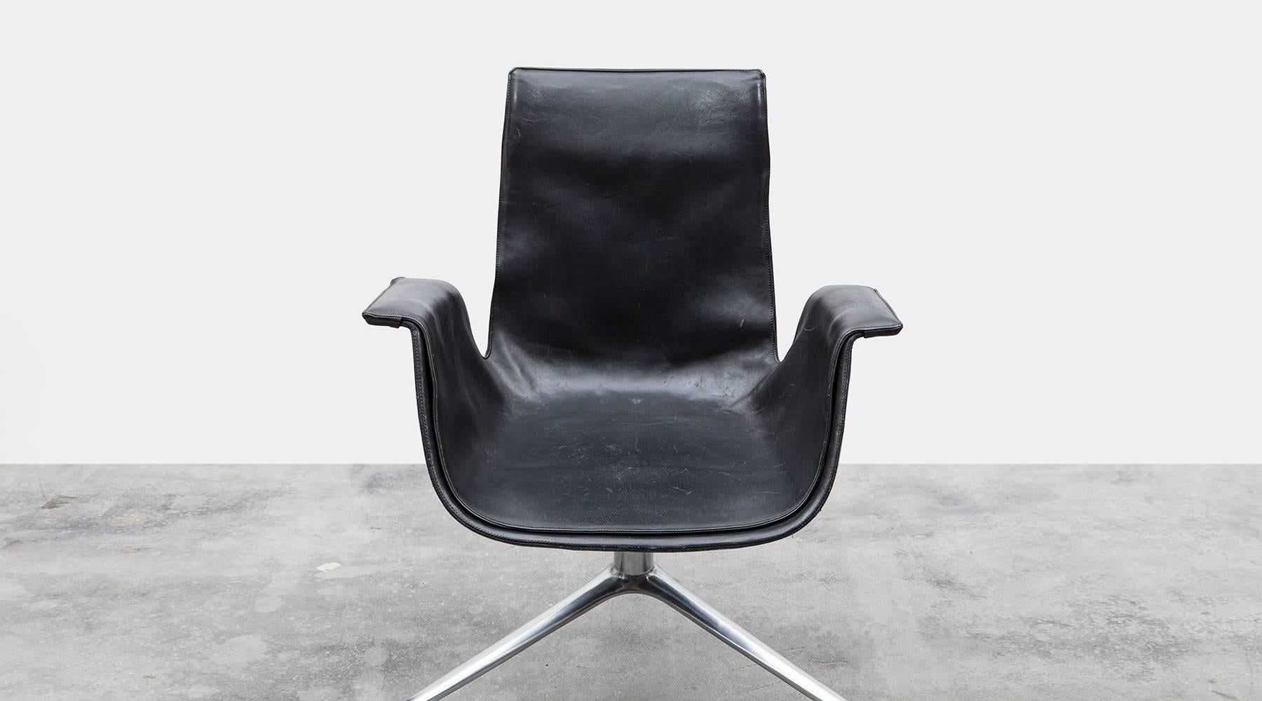 Fabricius or Kastholm Leather Swivel Chair 1