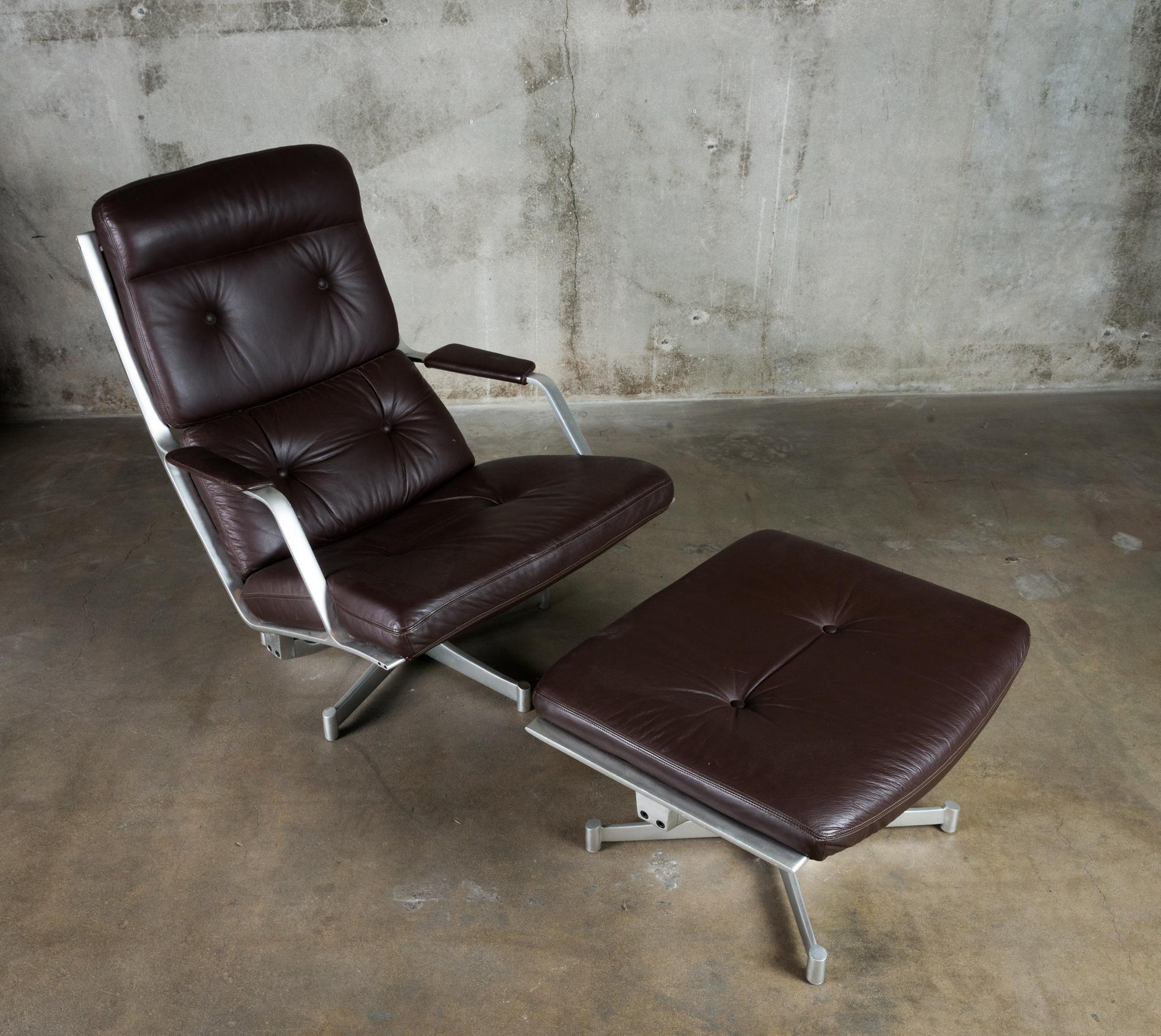 Aluminum Fabricius & Kastholm Lounge Chair with Ottoman For Sale