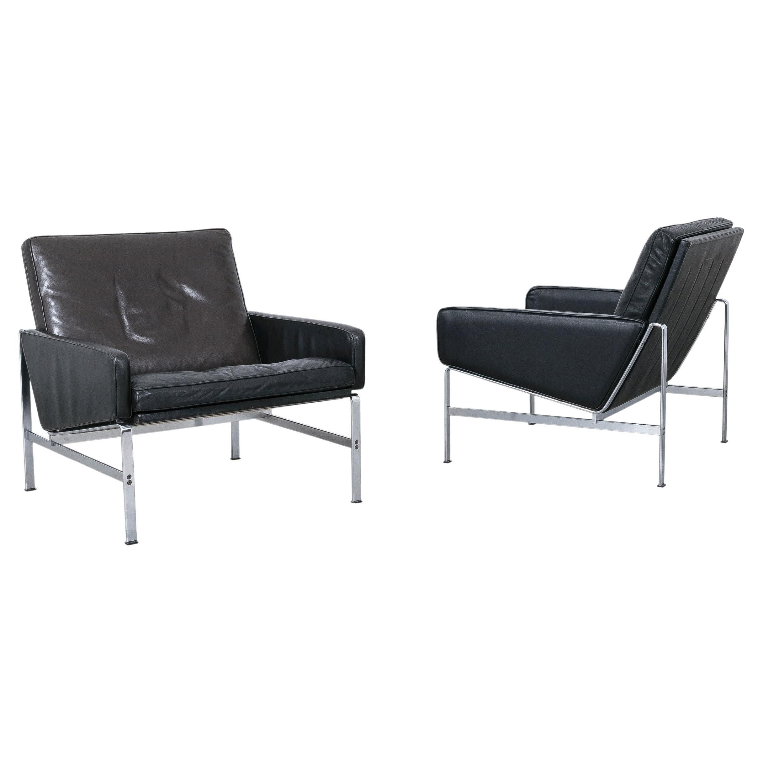 Fabricius & Kastholm Lounge Chairs FK 6720 Black Leather for Kill International