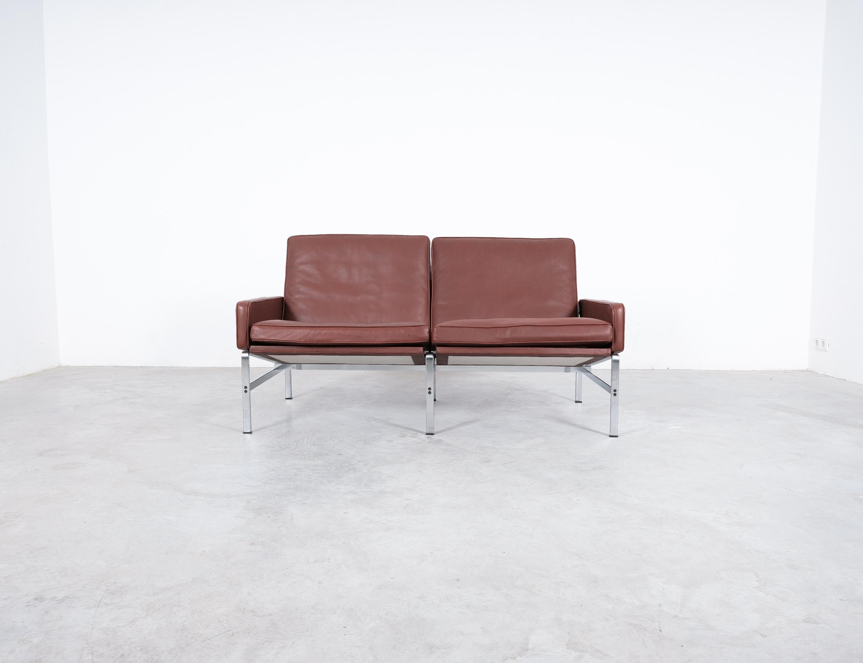 Danish Fabricius & Kastholm Small Lounge Sofa FK 6720 Steel Leather Kill International For Sale