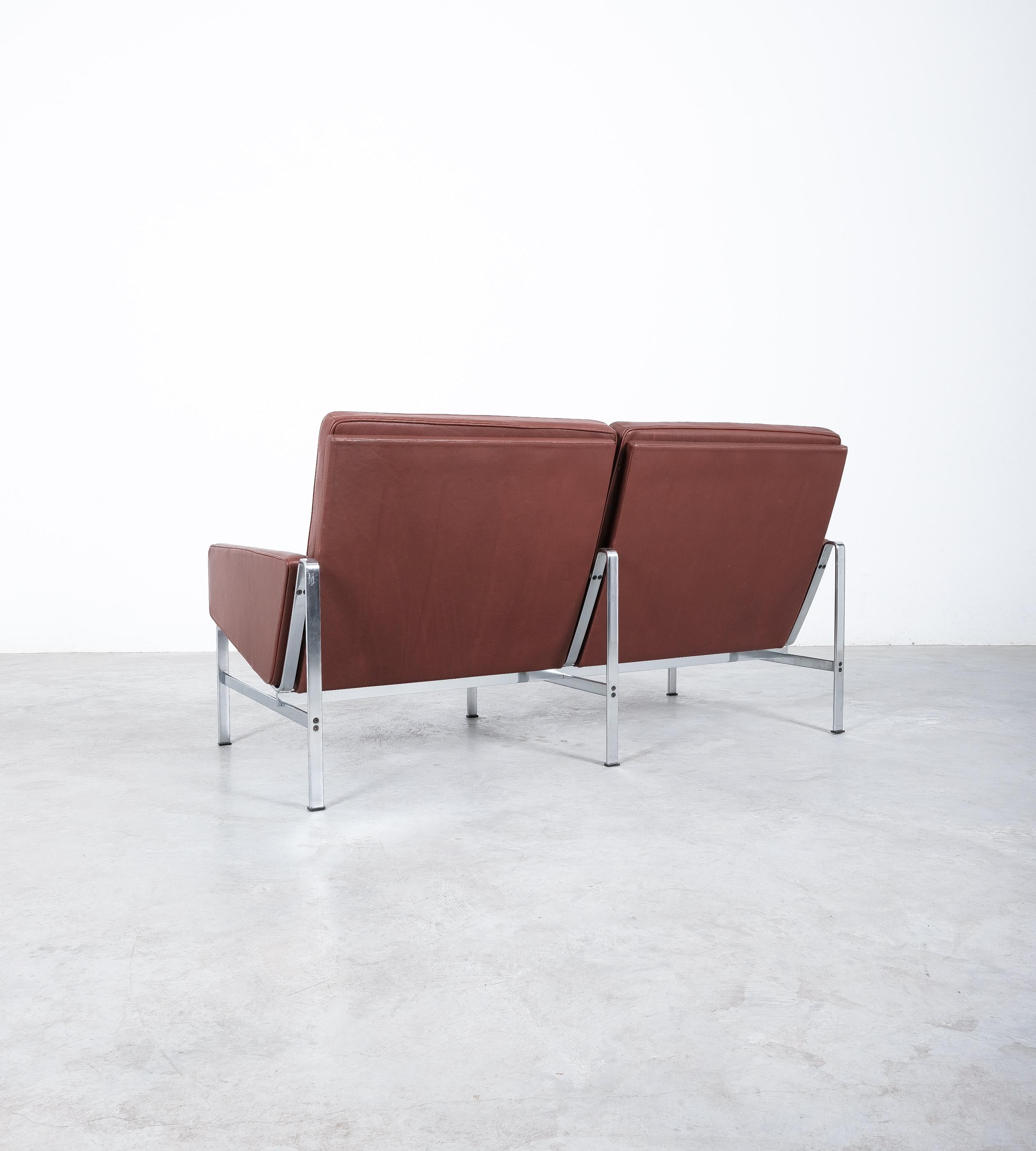 Mid-20th Century Fabricius & Kastholm Small Lounge Sofa FK 6720 Steel Leather Kill International For Sale