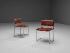 Paire de chaises de salle à manger Fabricius & Kastholm en cuir marron châtaignier