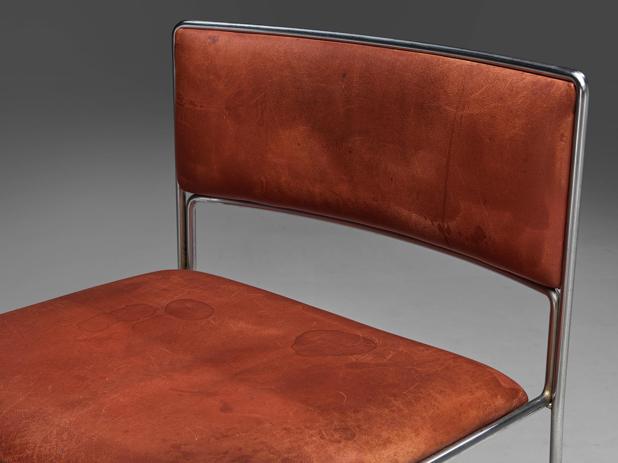 Cuir Paire de chaises de salle à manger Fabricius & Kastholm en cuir marron châtaignier en vente