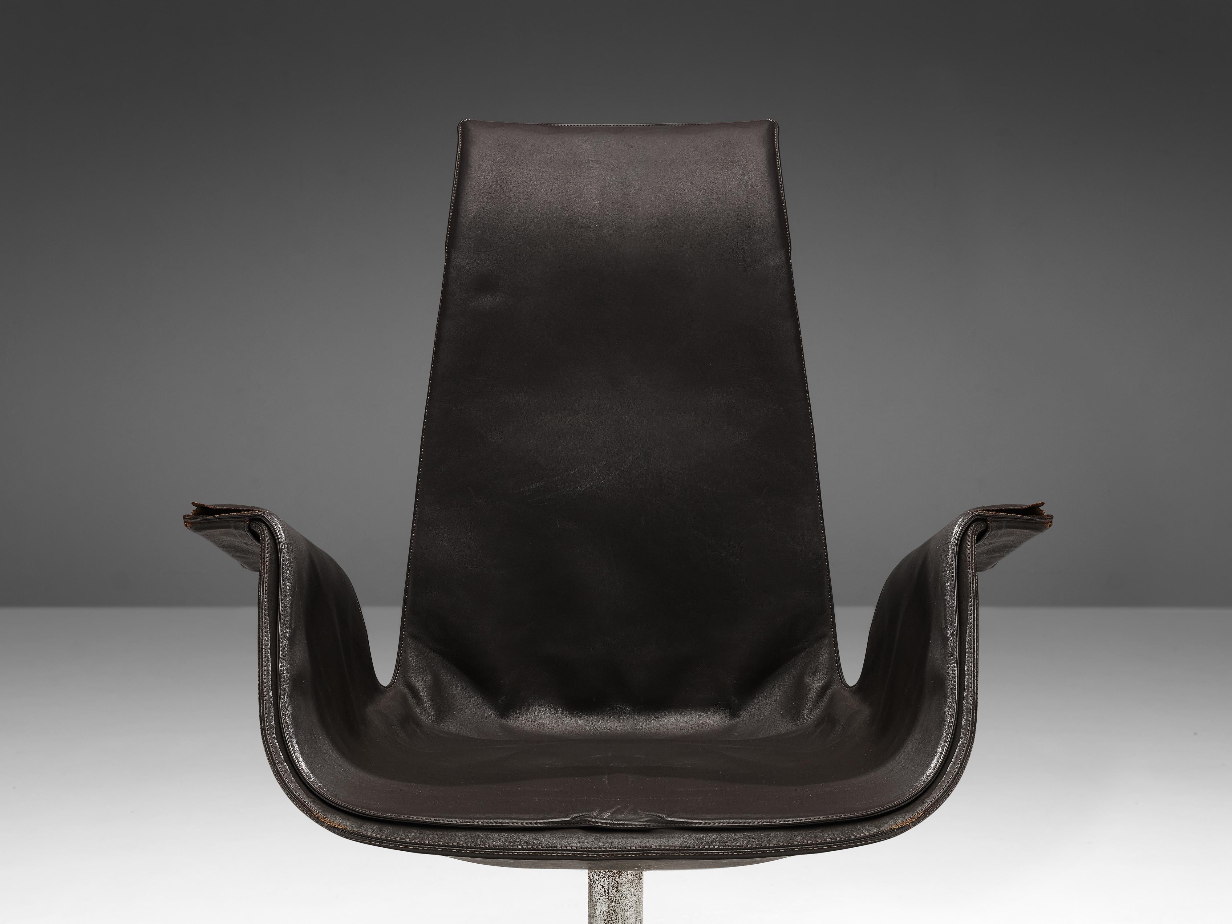Mid-Century Modern Fabricius & Kastholm Pair of Swivel Chairs Model 'FK 6725' in Black Leather