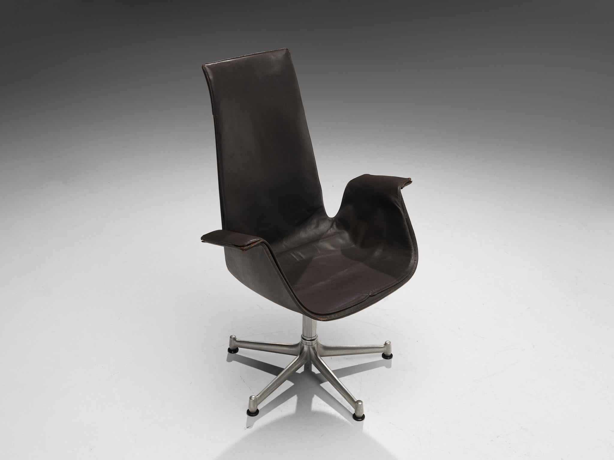 Preben Fabricius und Jørgen Kastholm für Kill International, Drehstuhl Modell 'FK 6725', Leder, Metall, Deutschland, Entwurf 1966 

Wunderschöner 