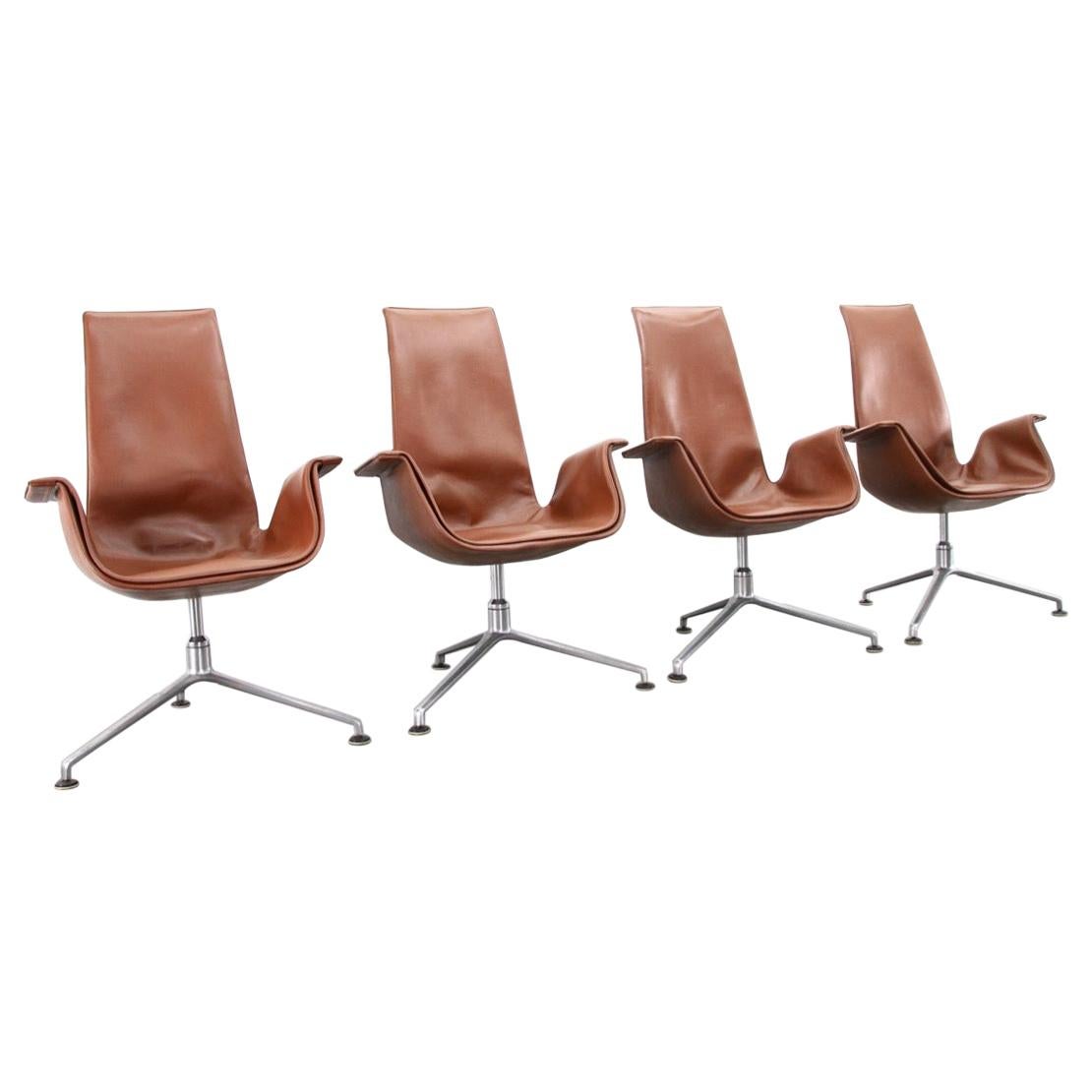 Fabricius & Kastholm Tulip Chairs in Cognac Leather