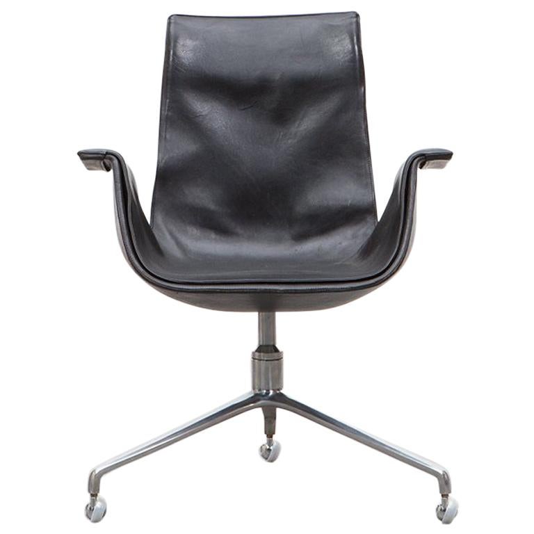 Fabricius or Kastholm Leather Swivel Chair