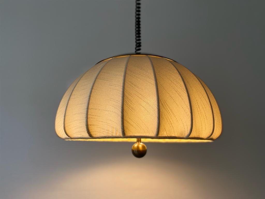 Fabric&Metal Adjustable Counterweight Pendant Lamp by Cosack,  1970s, Germany For Sale 4