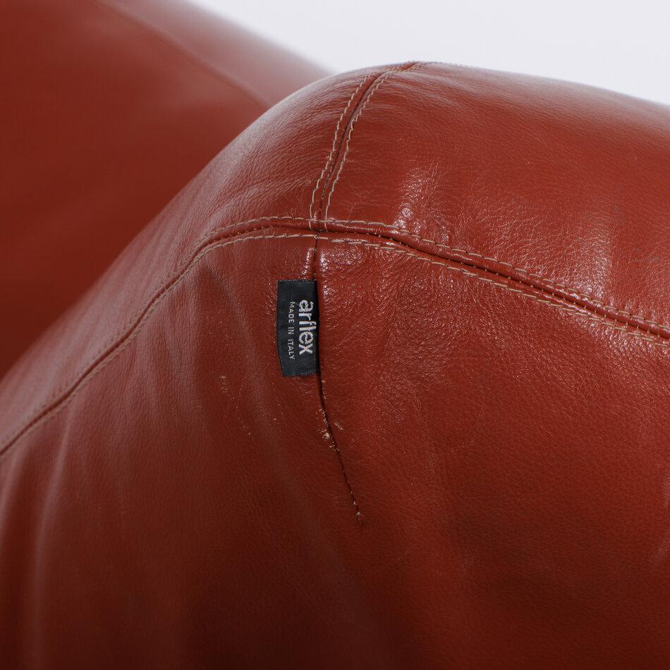 Fabrizio Ballardini Ribalta Sofa and Daybed red-brown leather for Arflex Italy For Sale 4