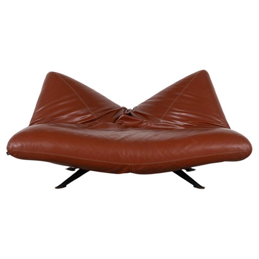 Fabrizio Ballardini Ribalta Sofa and Daybed red-brown leather for Arflex Italy For Sale