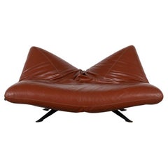 Retro Fabrizio Ballardini Ribalta Sofa and Daybed red-brown leather for Arflex Italy