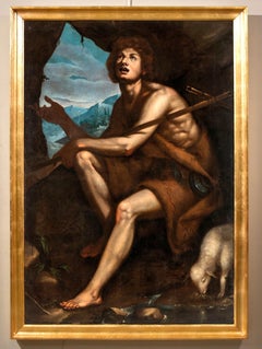 Peinture à l'huile sur toile de Saint John Boschi, maître ancien, 16/17e siècle, Art religieux 