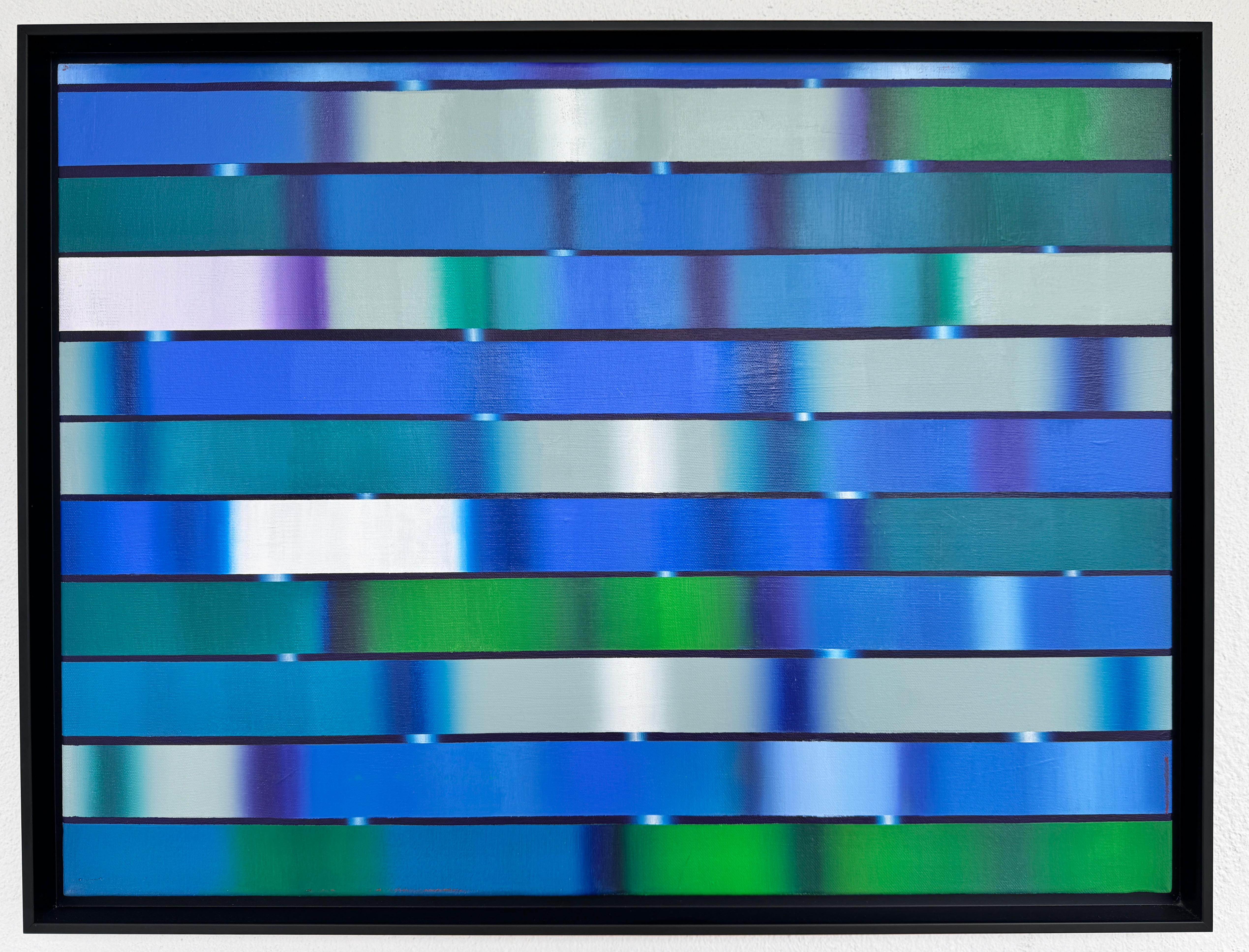 Pintura Op Art Cintas Azules - Painting de Fabrizio Breschi