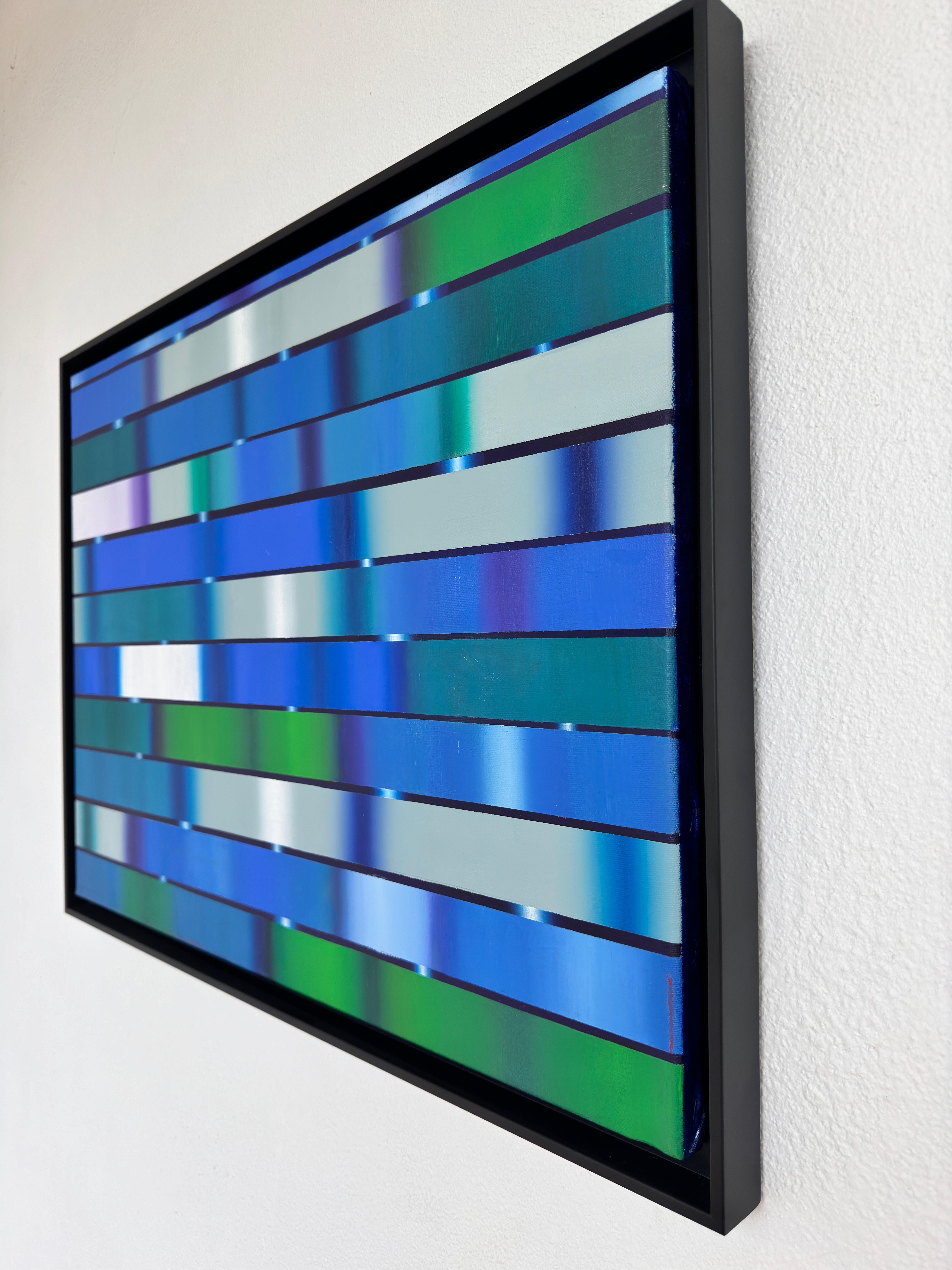 Pintura Op Art Cintas Azules en venta 1