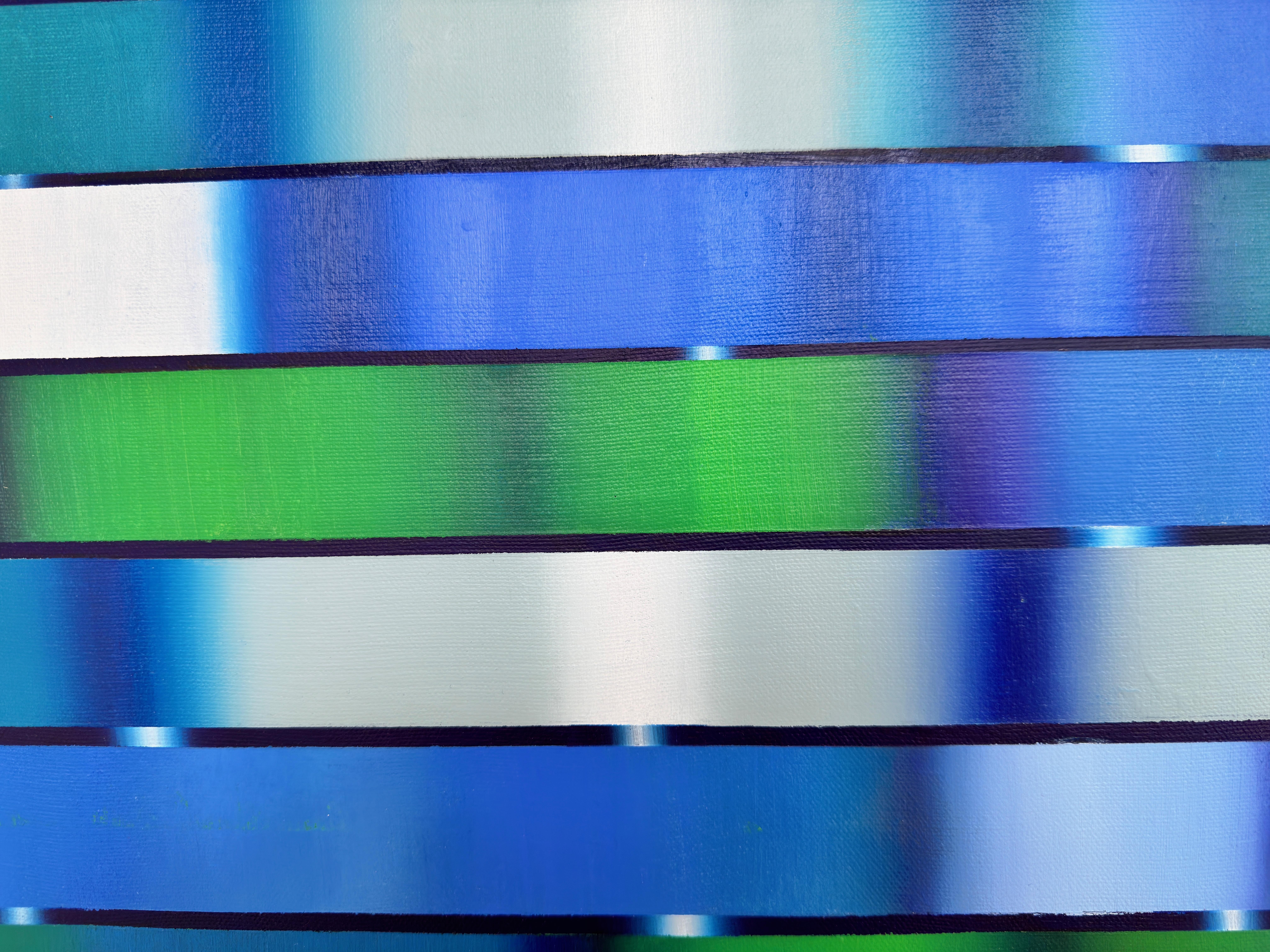 Pintura Op Art Cintas Azules en venta 2