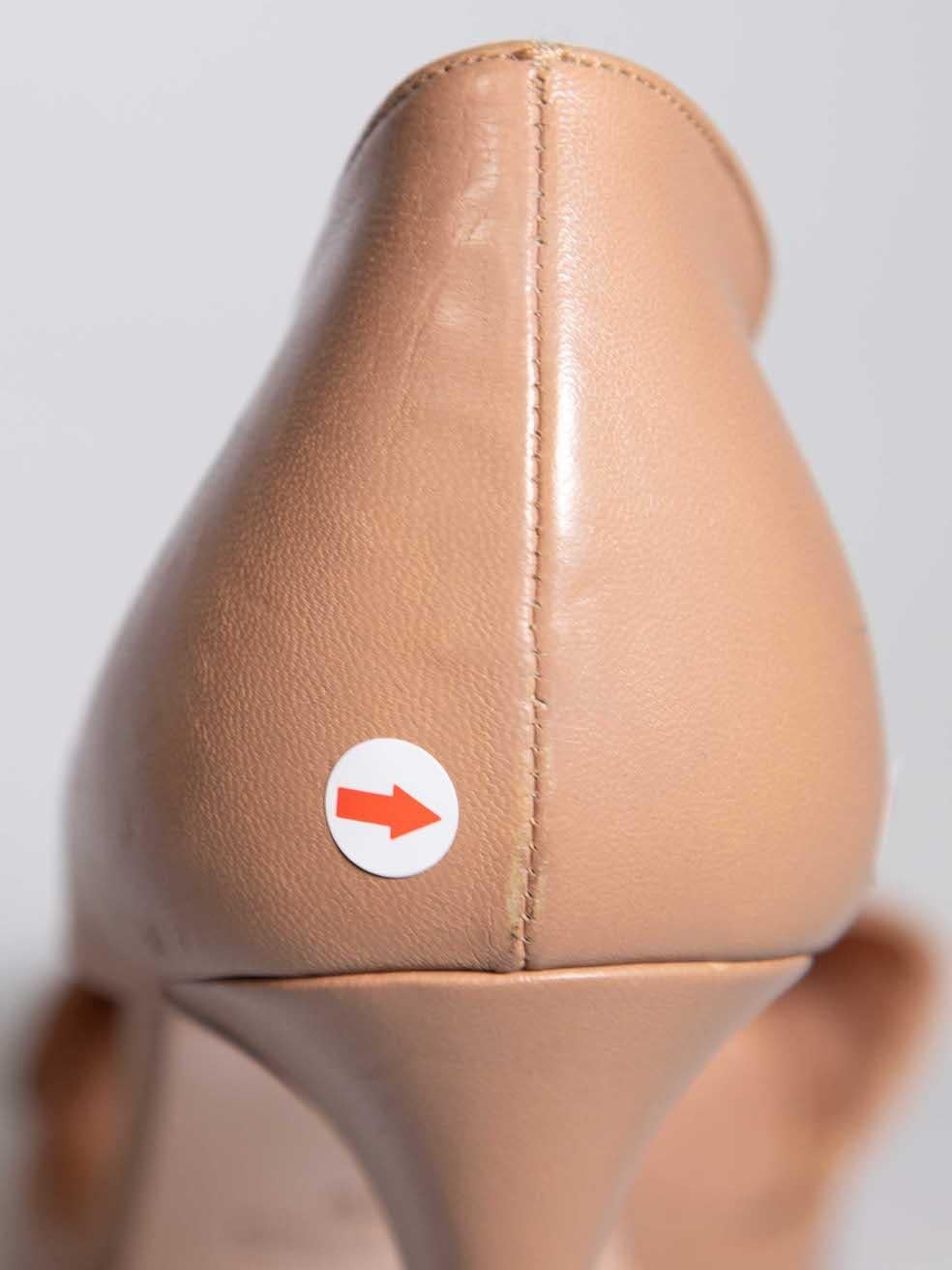 Fabrizio Bulckaen Nude Leather Cut Out Heels Size IT 39 For Sale 3