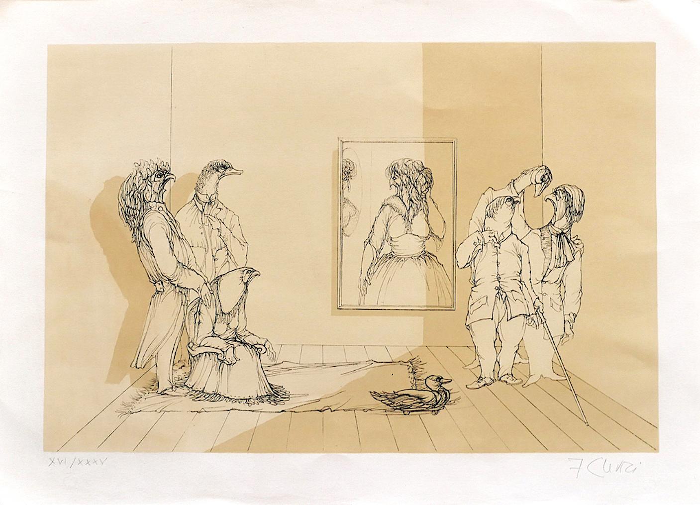 Museum è un'incantevole litografia realizzata da Fabrizio Clerici.

Firmato a mano e numerato. Edizione di XVI/XXXV stampe, in numeri romani. 

In condizioni eccellenti.

L'opera d'arte rappresenta una preoccupazione fantastica unica dell'artista