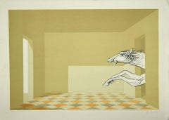 Le cheval - Lithographie originale de Fabrizio Clerici - 1970
