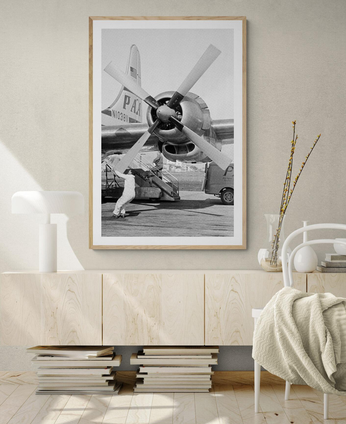 Er Fusto, Roma Ciampino Airport (1953) Full Framed Black & White Fine Art Print For Sale 2